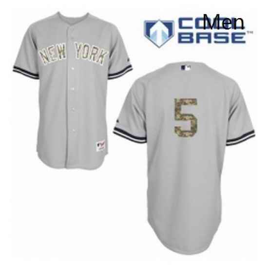 Mens Majestic New York Yankees 5 Joe DiMaggio Replica Grey USMC Cool Base MLB Jersey